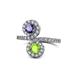 1 - Kevia Iolite and Peridot with Side Diamonds Bypass Ring 