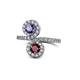 1 - Kevia Iolite and Ruby with Side Diamonds Bypass Ring 