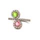 1 - Kevia Peridot and Pink Tourmaline with Side Diamonds Bypass Ring 