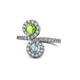 1 - Kevia Peridot and Aquamarine with Side Diamonds Bypass Ring 