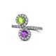 1 - Kevia Peridot and Amethyst with Side Diamonds Bypass Ring 