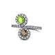 1 - Kevia Peridot and Smoky Quartz with Side Diamonds Bypass Ring 