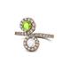 1 - Kevia Peridot and White Sapphire with Side Diamonds Bypass Ring 