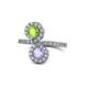 1 - Kevia Peridot and Tanzanite with Side Diamonds Bypass Ring 