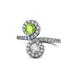 1 - Kevia Peridot and Diamond with Side Diamonds Bypass Ring 