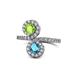 1 - Kevia Peridot and London Blue Topaz with Side Diamonds Bypass Ring 