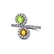1 - Kevia Peridot and Citrine with Side Diamonds Bypass Ring 
