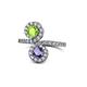 1 - Kevia Peridot and Iolite with Side Diamonds Bypass Ring 
