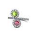 1 - Kevia Peridot and Rhodolite Garnet with Side Diamonds Bypass Ring 