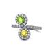 1 - Kevia Peridot and Yellow Sapphire with Side Diamonds Bypass Ring 