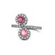 1 - Kevia Rhodolite Garnet and Pink Tourmaline with Side Diamonds Bypass Ring 
