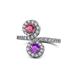 1 - Kevia Rhodolite Garnet and Amethyst with Side Diamonds Bypass Ring 