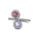1 - Kevia Rhodolite Garnet and Tanzanite with Side Diamonds Bypass Ring 