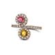 1 - Kevia Rhodolite Garnet and Citrine with Side Diamonds Bypass Ring 