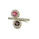 1 - Kevia Rhodolite and Red Garnet with Side Diamonds Bypass Ring 