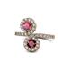 1 - Kevia Rhodolite Garnet and Ruby with Side Diamonds Bypass Ring 
