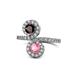 1 - Kevia Red Garnet and Pink Tourmaline with Side Diamonds Bypass Ring 