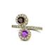 1 - Kevia Red Garnet and Amethyst with Side Diamonds Bypass Ring 