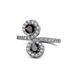 1 - Kevia Red Garnet and Black Diamond with Side Diamonds Bypass Ring 