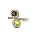 1 - Kevia Red Garnet and Yellow Diamond with Side Diamonds Bypass Ring 