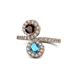 1 - Kevia Red Garnet and London Blue Topaz with Side Diamonds Bypass Ring 