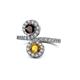 1 - Kevia Red Garnet and Citrine with Side Diamonds Bypass Ring 