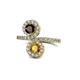 1 - Kevia Red Garnet and Citrine with Side Diamonds Bypass Ring 