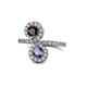 1 - Kevia Red Garnet and Iolite with Side Diamonds Bypass Ring 
