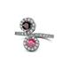 1 - Kevia Red and Rhodolite Garnet with Side Diamonds Bypass Ring 