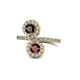 1 - Kevia Red Garnet and Ruby with Side Diamonds Bypass Ring 