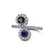 1 - Kevia Red Garnet and Blue Sapphire with Side Diamonds Bypass Ring 