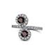 1 - Kevia Red Garnet with Side Diamonds Bypass Ring 
