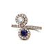 1 - Kevia Diamond and Blue Sapphire with Side Diamonds Bypass Ring 