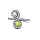 1 - Kevia Yellow and White Diamond with Side Diamonds Bypass Ring 