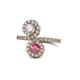 1 - Kevia Diamond and Rhodolite Garnet with Side Diamonds Bypass Ring 