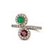 1 - Kevia Emerald and Ruby with Side Diamonds Bypass Ring 