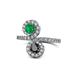 1 - Kevia Emerald and Black Diamond with Side Diamonds Bypass Ring 