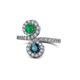 1 - Kevia Emerald and Blue Diamond with Side Diamonds Bypass Ring 