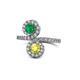 1 - Kevia Emerald and Yellow Diamond with Side Diamonds Bypass Ring 