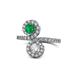 1 - Kevia Emerald and Diamond with Side Diamonds Bypass Ring 