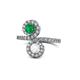 1 - Kevia Emerald and White Sapphire with Side Diamonds Bypass Ring 