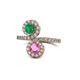 1 - Kevia Emerald and Pink Sapphire with Side Diamonds Bypass Ring 