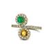 1 - Kevia Emerald and Citrine with Side Diamonds Bypass Ring 