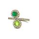 1 - Kevia Emerald and Peridot with Side Diamonds Bypass Ring 