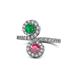 1 - Kevia Emerald and Rhodolite Garnet with Side Diamonds Bypass Ring 