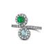 1 - Kevia Emerald and Aquamarine with Side Diamonds Bypass Ring 