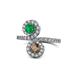 1 - Kevia Emerald and Smoky Quartz with Side Diamonds Bypass Ring 