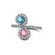 1 - Kevia London Blue Topaz and Pink Tourmaline with Side Diamonds Bypass Ring 
