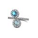 1 - Kevia London Blue Topaz and Aquamarine with Side Diamonds Bypass Ring 