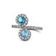 1 - Kevia London Blue Topaz and Blue Topaz with Side Diamonds Bypass Ring 